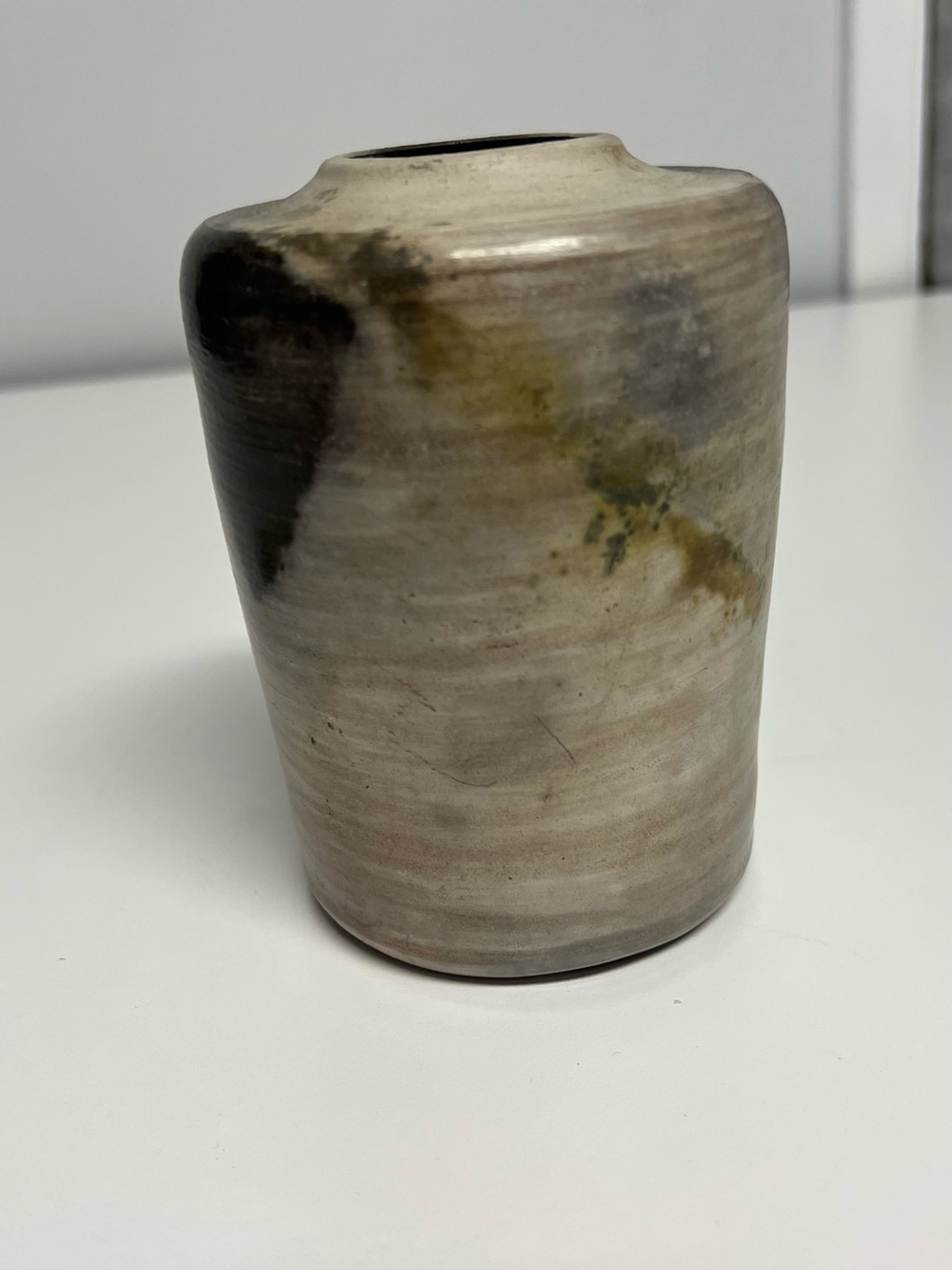 Handcrafted Ceramic Vase - Neutral Cream and Gray Finish